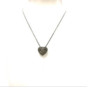 1 Carat Natural Diamond Earth Mined Double Halo Heart 14K White Gold Necklace